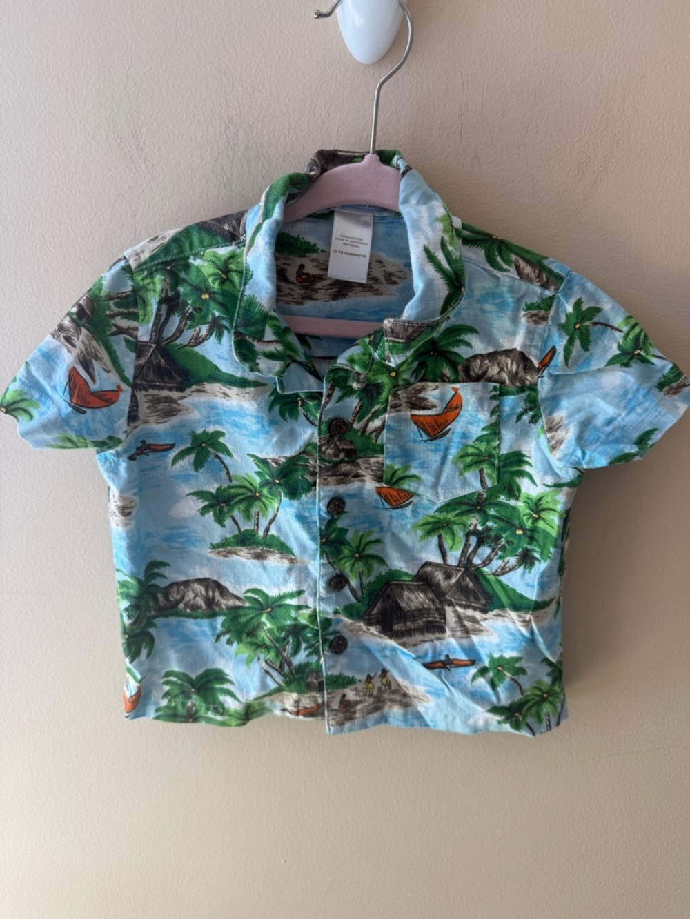 Janie and Jack Hawaiian vacation shirt button down cotton 12 month?